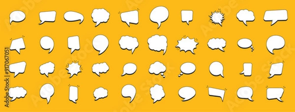 Fototapeta Set of stickers of speech bubbles for comics. Empty comic speech bubbles