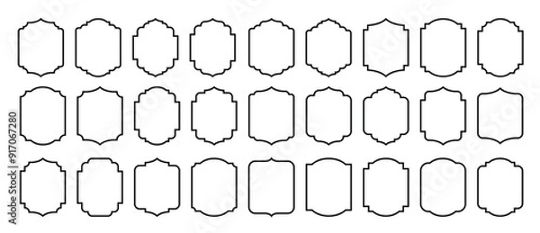 Fototapeta Set of vintage frames and labels vector illustration isolated on white