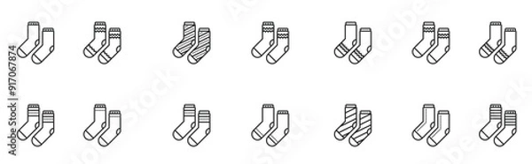 Fototapeta Socks Line Icon Set Vector