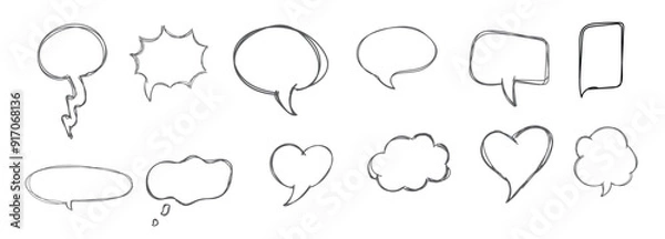 Fototapeta Speech bubble colorful set. Hand drawn doodle