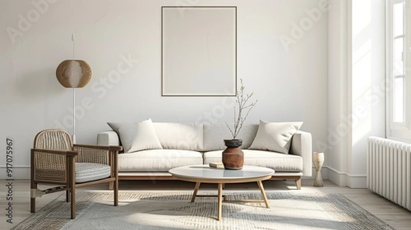 Fototapeta Interior poster mock up living room