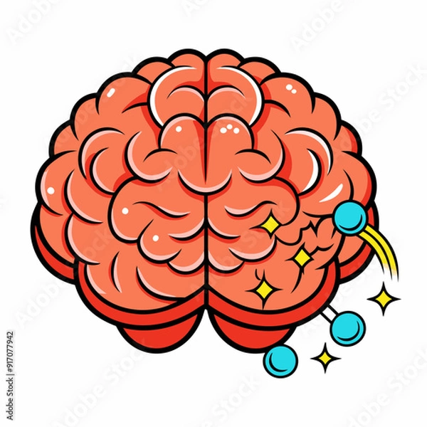 Fototapeta top view of brain, vector art,