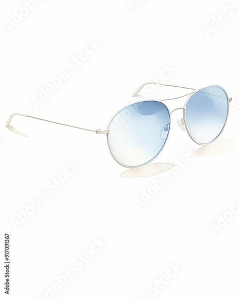 Fototapeta Stylish designer sunglasses with a modern blue gradient lens, perfect for protecting eyes from sunlight and enhancing fashion.