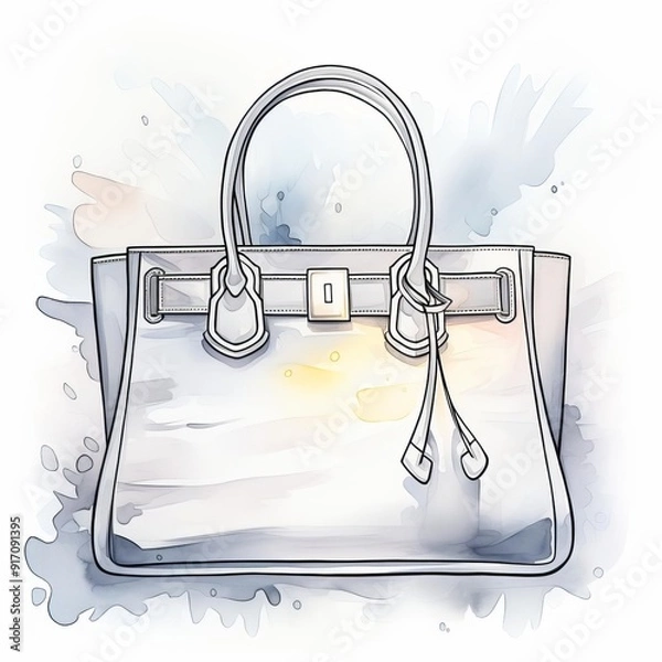 Fototapeta Stylish handbag illustration featuring elegant design and soft colors, perfect for fashion and accessory themes.