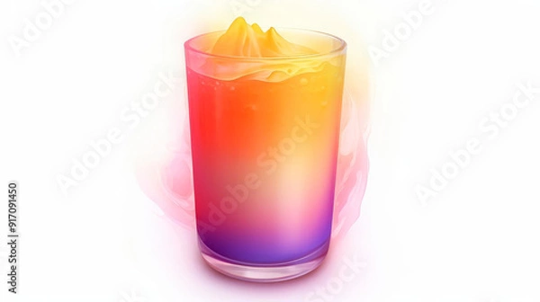 Fototapeta Vibrant and refreshing drink with a stunning gradient color, perfect for summer gatherings and festive occasions.