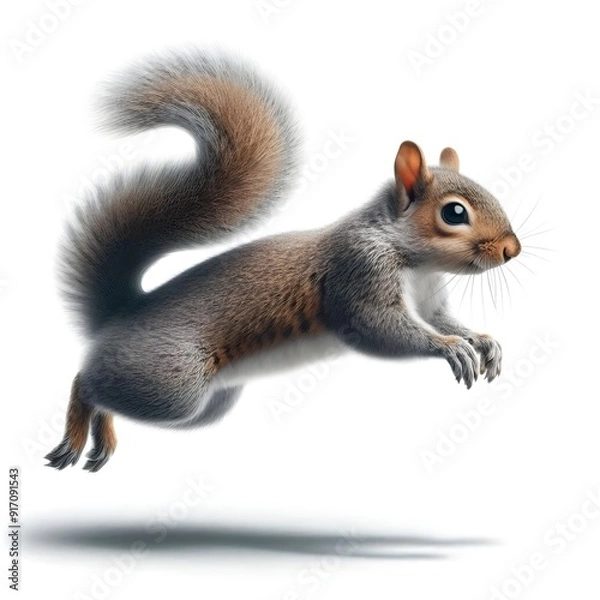 Obraz Generative AI  A squirrel flies through the air, embodying energy and motion in a dynamic display of nature.