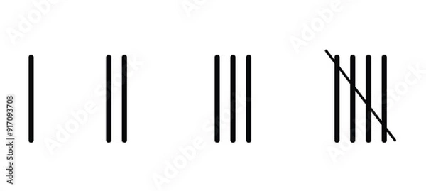 Fototapeta Tally marks on a prison wall isolated. Counting signs. Vector illustration.EPS10