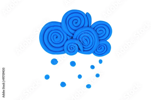 Fototapeta Cloud from children bright plasticine - Stock Image macro.