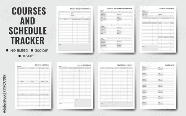 Obraz Course And Schedule Tracker. Study Planner, School, Collage, High School And Semester Planner.