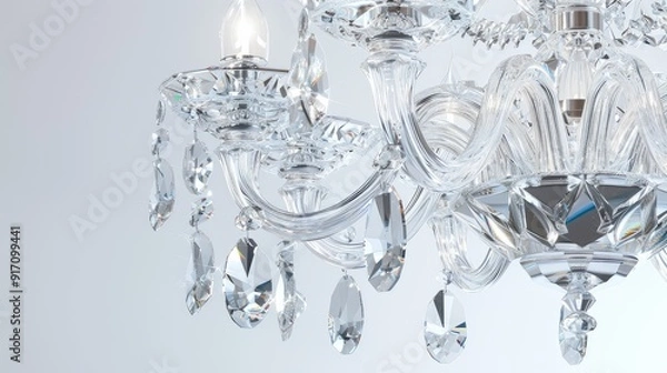 Fototapeta Crystal chandelier casting dazzling reflections