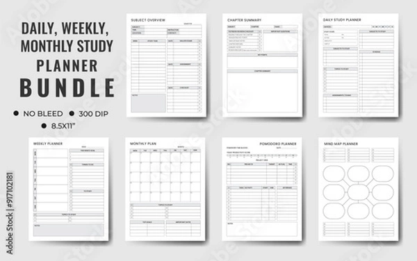 Fototapeta Daily, Weekly, Monthly, Study Planner, School, Collage, High School And Semester Planner.