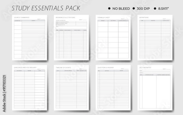 Obraz Study Essential Pack Bundle Template, Study Planner, School, Collage, High School And Semester Planner.