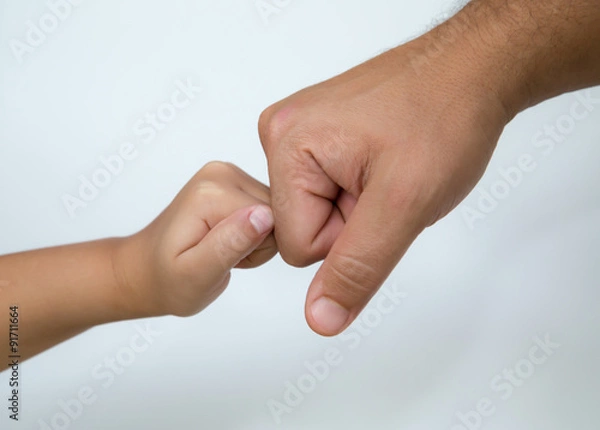 Fototapeta fist bump symbol between father and child