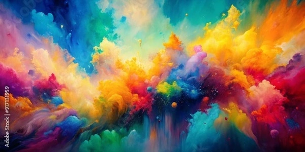 Fototapeta Abstract Cosmic Canvas A Symphony of Color in Digital Art, abstract art, digital painting, vibrant colors, cosmic
