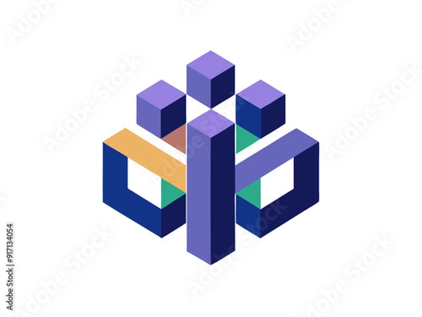 Fototapeta Vibrant Logo Design with Interlocking Building Blocks for Construction and Growth