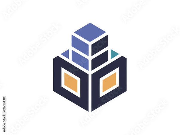 Fototapeta Vibrant Logo Design with Interlocking Building Blocks for Construction and Growth