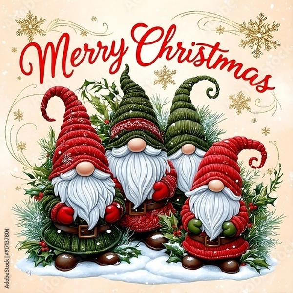 Obraz Santa Claus Merry Christmas Cute Gnome Christmas Wallpaper