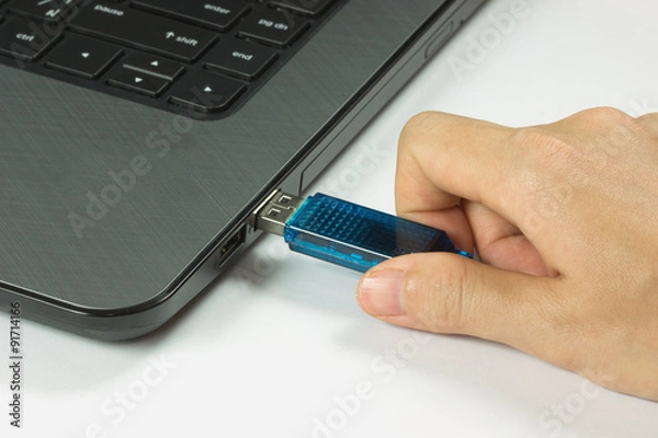 Obraz Hand Inserting usb memory stick