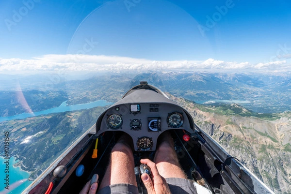 Obraz Cockpit eines Segelflugzeuges im Flug