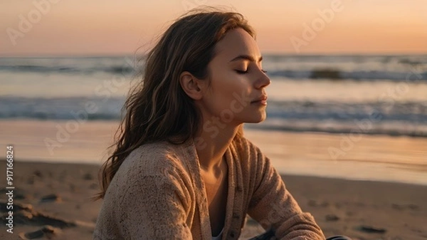Obraz portrait of a person on the beach