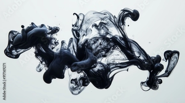 Fototapeta Abstract Black Ink Swirl.