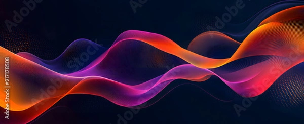 Fototapeta Dark abstract background with glowing abstract waves, sound wave design