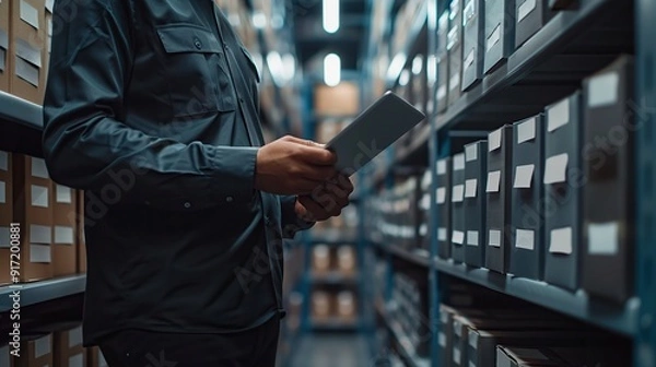 Obraz Warehouse Worker Using Digital Tablet