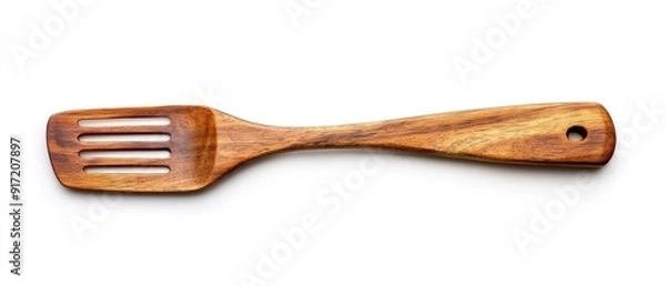 Fototapeta Wooden Spatula with Slits and a Hole for Hanging