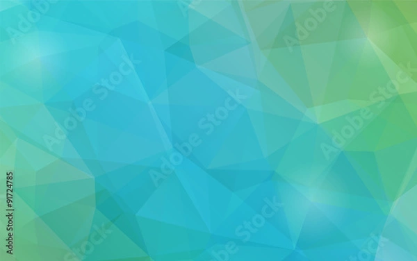 Obraz Blue and green abstract background with triangular shapes.