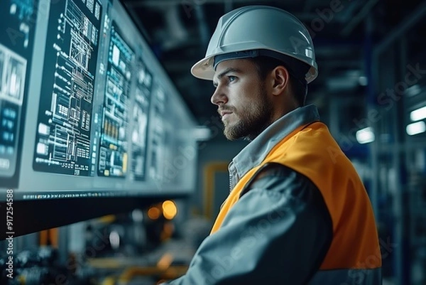 Fototapeta Engineer Operators Handling SCADA Technology