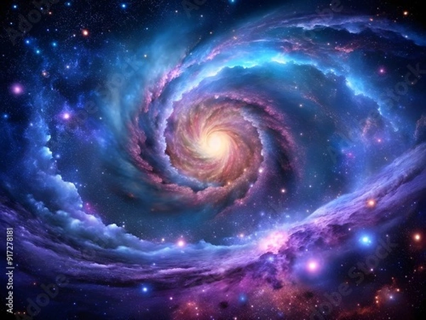 Fototapeta Galactic Vortex: Swirling Stars, Cosmic Dust, and Vibrant Nebula Art in Deep Space