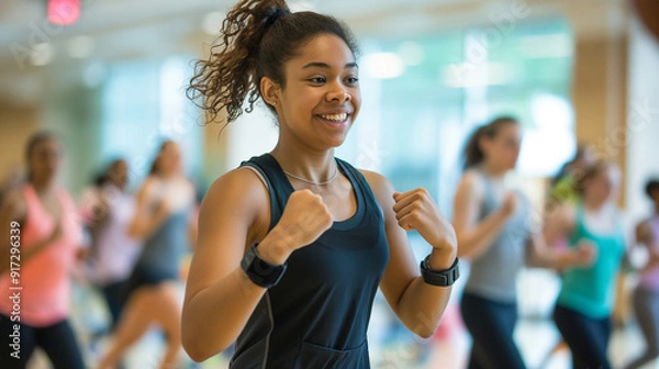 Obraz Student Health: Students participating in fitness or wellness activities with space for health and wellness tips