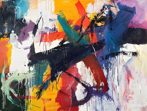 Fototapeta Neo expressionist abstraction with bold gestures background