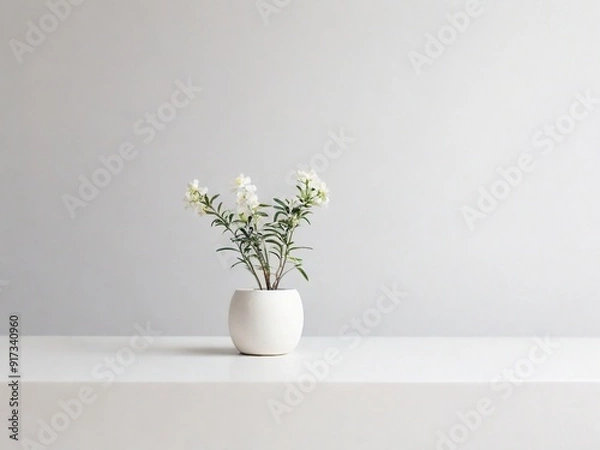 Fototapeta White walls and a small plant background