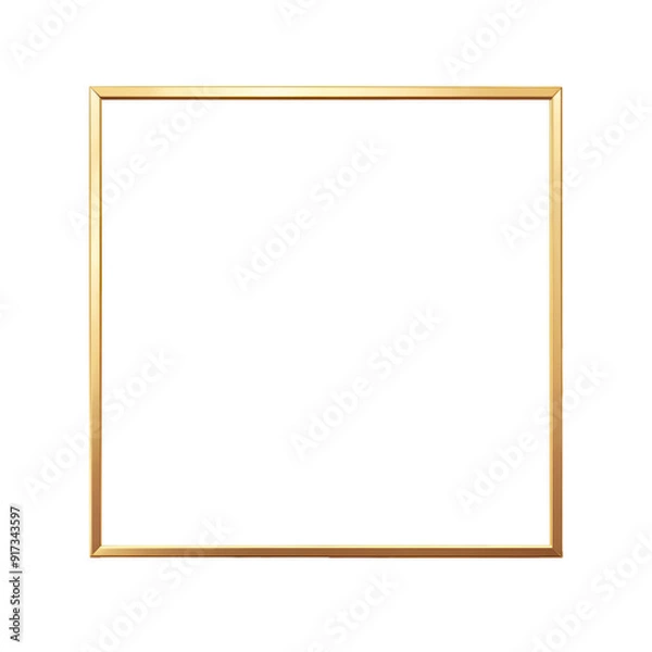 Fototapeta Square gold frame with a minimalist design, ideal for modern decor and displaying art or photos. Isolated on transparent background, png.