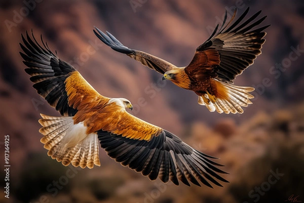 Obraz Majestic Eagles in Flight in a Natural Habitat