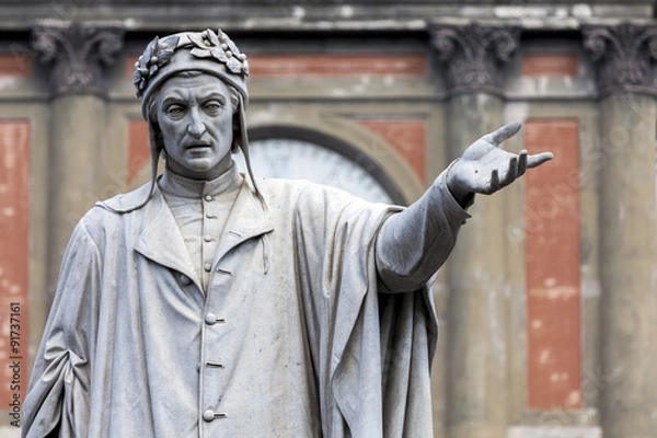 Fototapeta Statua Dante Alighieri w Neapolu we Włoszech