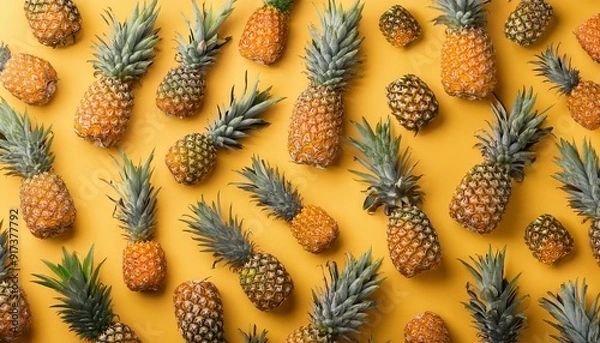 Obraz A pattern of pineapples on a yellow background