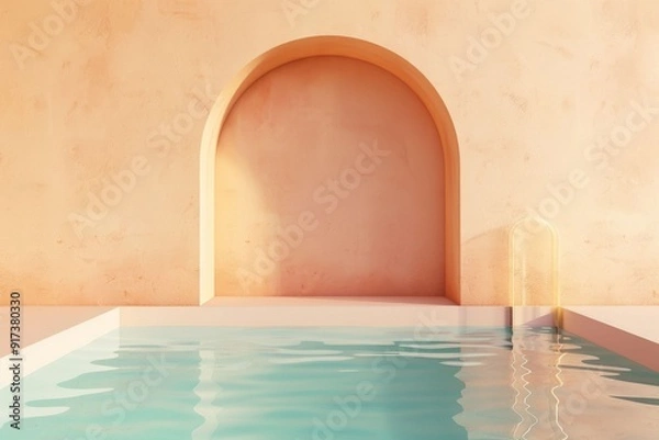 Obraz a large empty white frame mockup in a room,regal distinct Indo-Islamic architecture style, sunlight warm with generative ai. Beautiful simple AI generated image in 4K, unique.