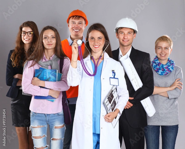 Fototapeta A group of people of different professions.