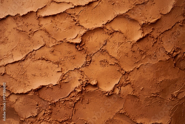Fototapeta This clay texture background showcases an organic, raw surface with rich, earthy tones and a gently weathered appearance, evoking a sense of natural simplicity and rustic charm