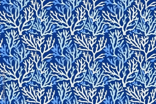 Fototapeta Abstract coral pattern in calming blues, embodying a serene coastal vibe