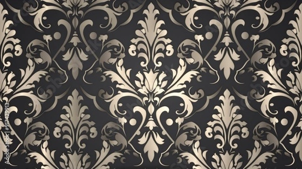 Obraz gold seamless damsk pattern 