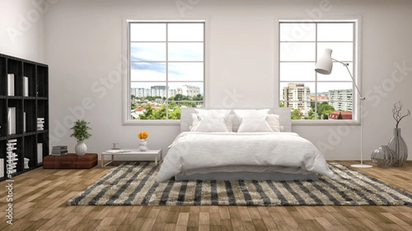 Fototapeta Bedroom interior. 3d illustration