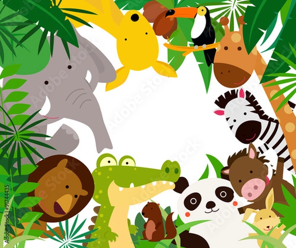 Fototapeta Fun Jungle Animals Border