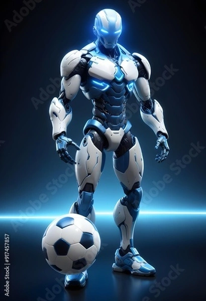 Fototapeta 3d robot design with football
