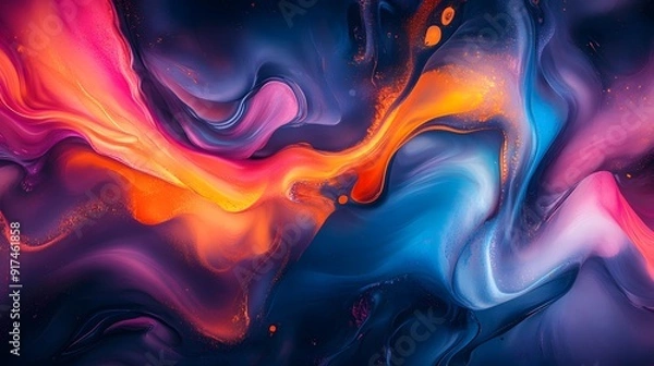 Fototapeta Abstract background with colorful liquid shapes and fluid patterns, glowing colors and dynamic forms. The illustration depicts an artistic background for design