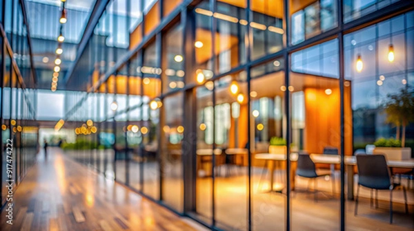 Obraz Defocused interior view of a modern business office