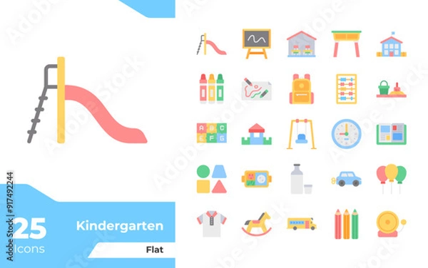 Fototapeta Kindergarten Flat Icons