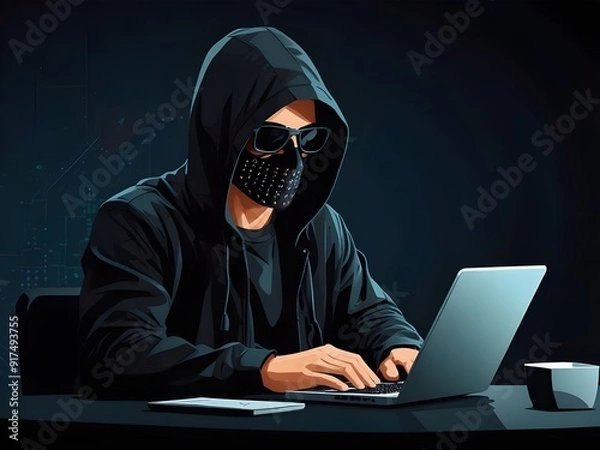 Fototapeta Hacker vector assets isolated flat simple style vector illustration. Generative AI.